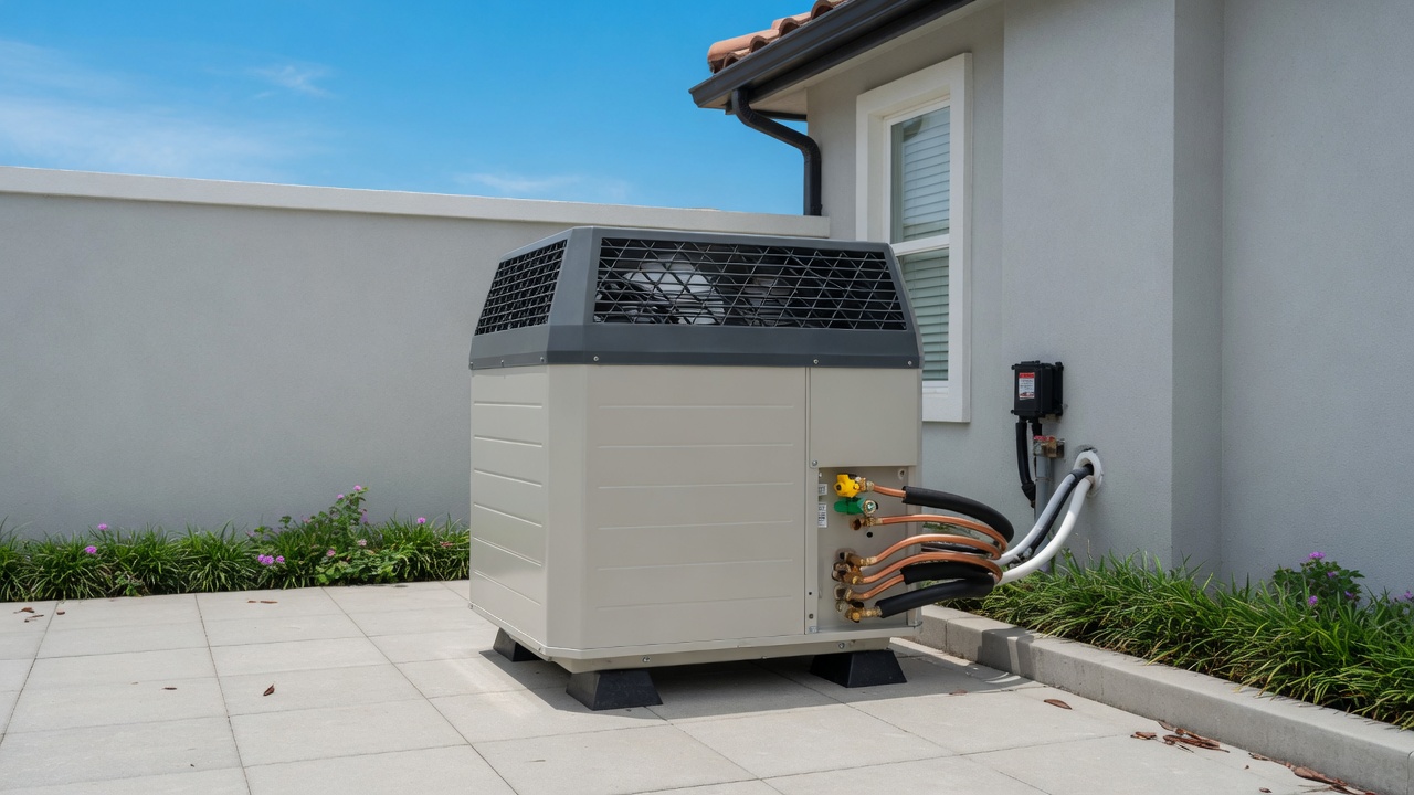 Outdoor air conditioning unit on a home